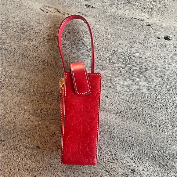 Coach Accessories - Coach Red Leather Signature C Phone Pouch Wristlet Mini Shoulder Bag